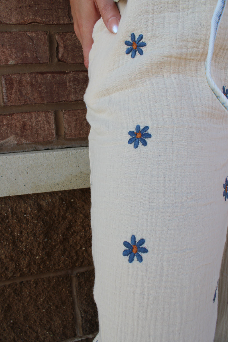 Stevie Linen Embroidered Pant
