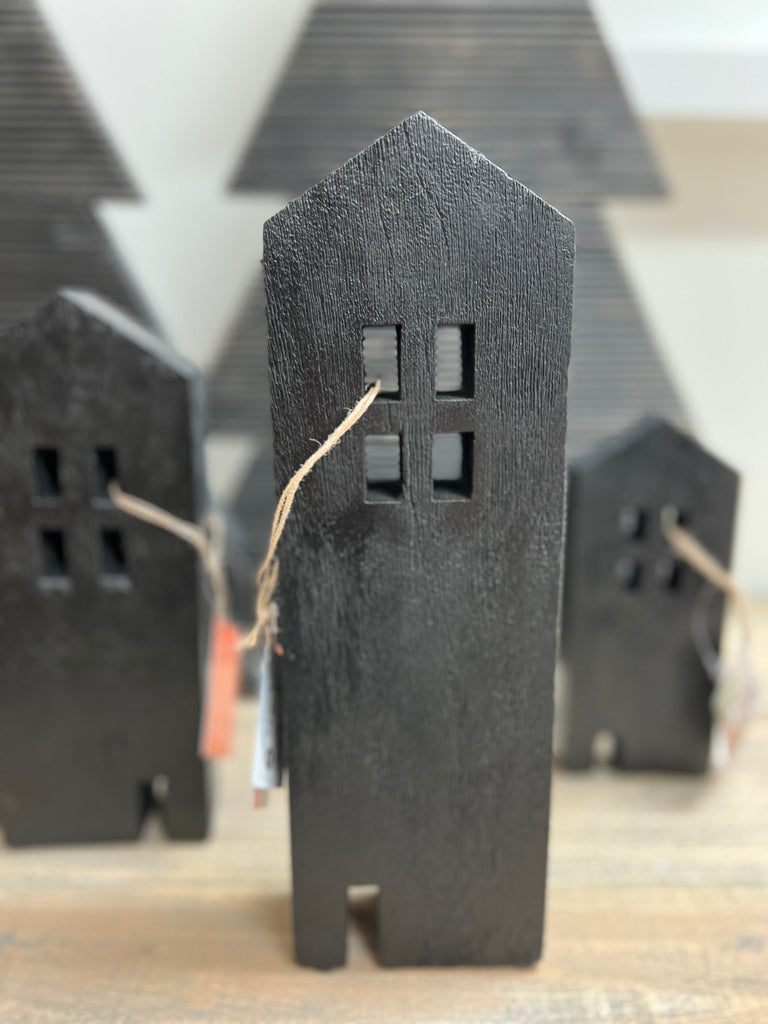 12" Wood House Decor - Black