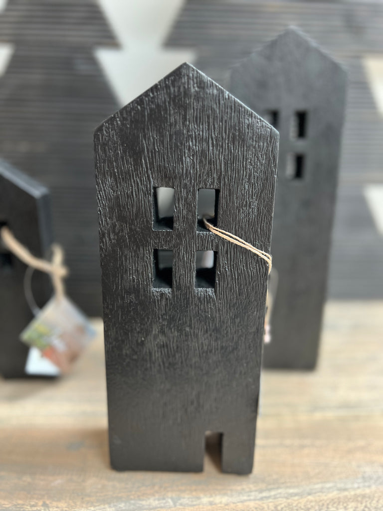 10" Wood House Decor - Black
