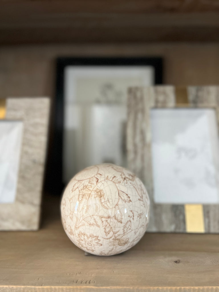4.5" Beige Heirloom Deco Ball