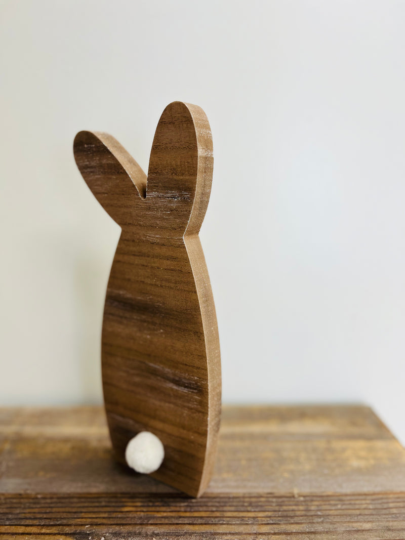 Large Wood Wash Pom Bunny