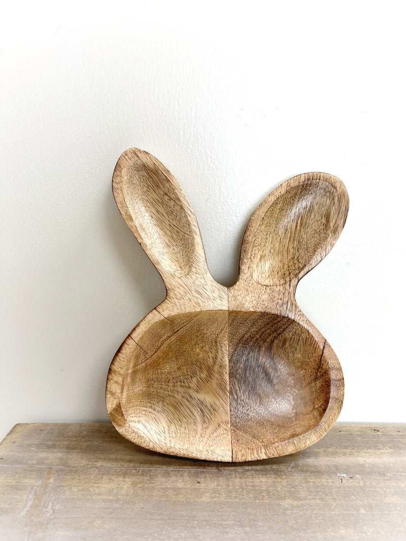 9" Mango Wood Rabbit Tray