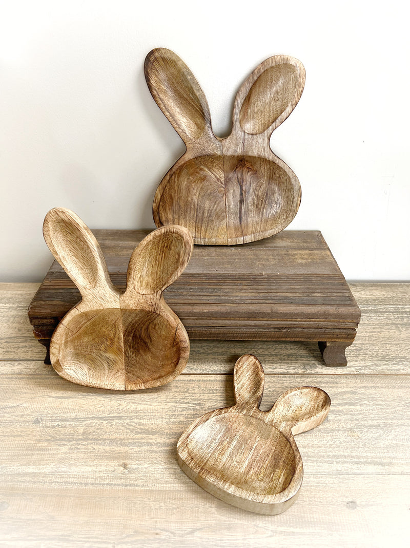 11" Mango Wood Rabbit Tray