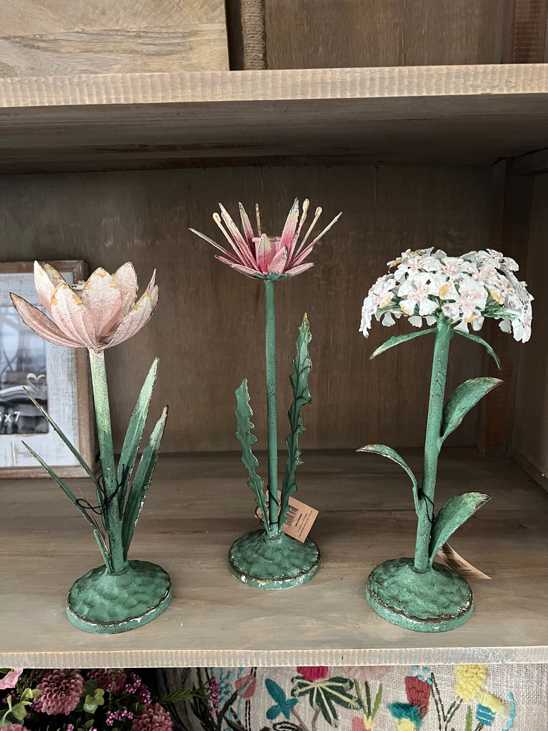 Metal Floral Taper Candle Holder