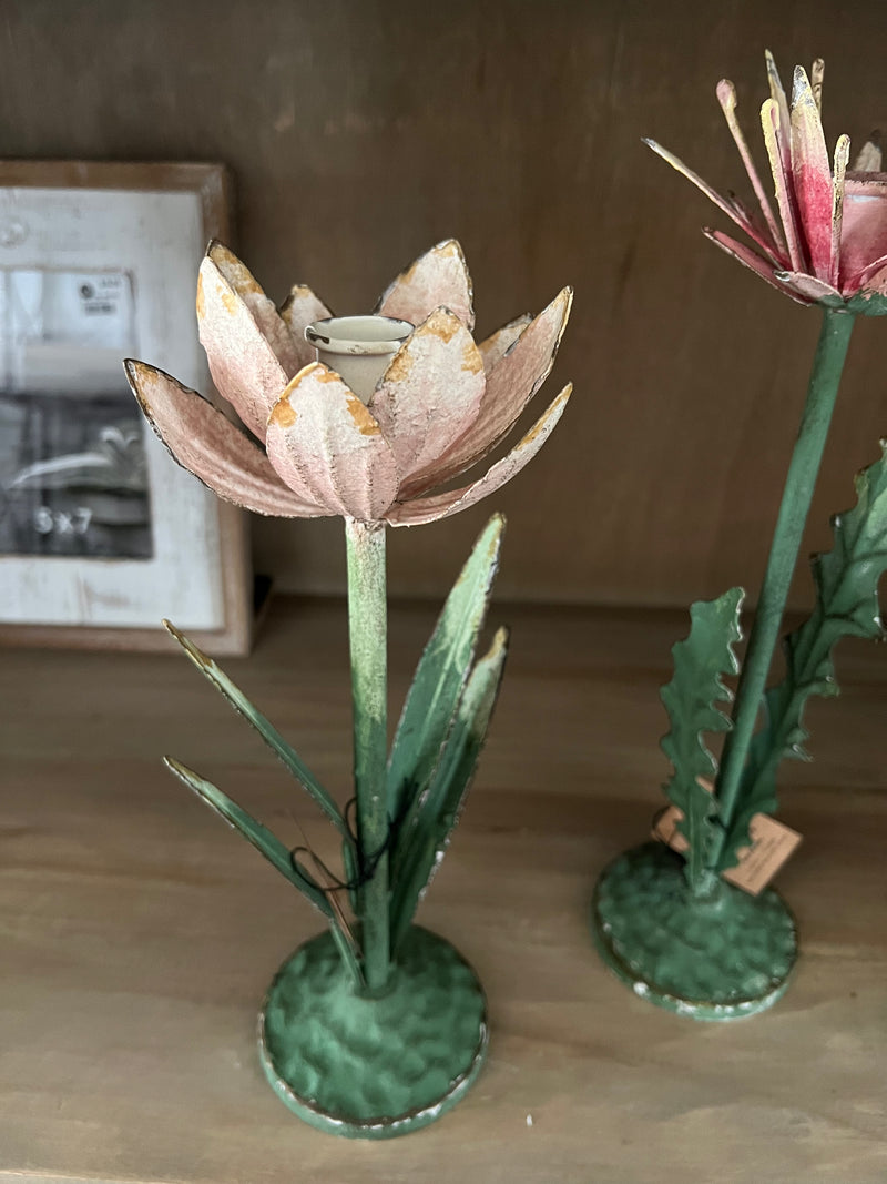 Metal Floral Taper Candle Holder