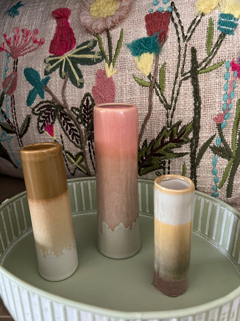 Stoneware Tube Vase + Reactive Glaze