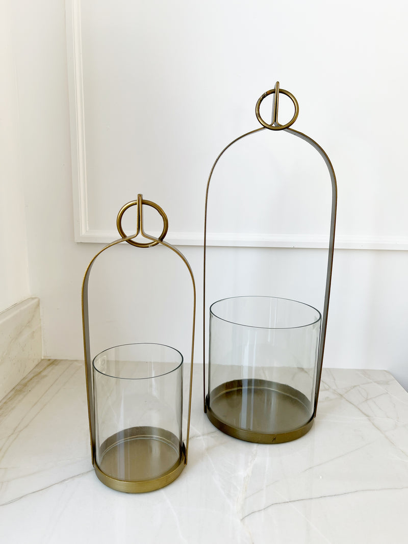 13" Brass + Glass Lantern