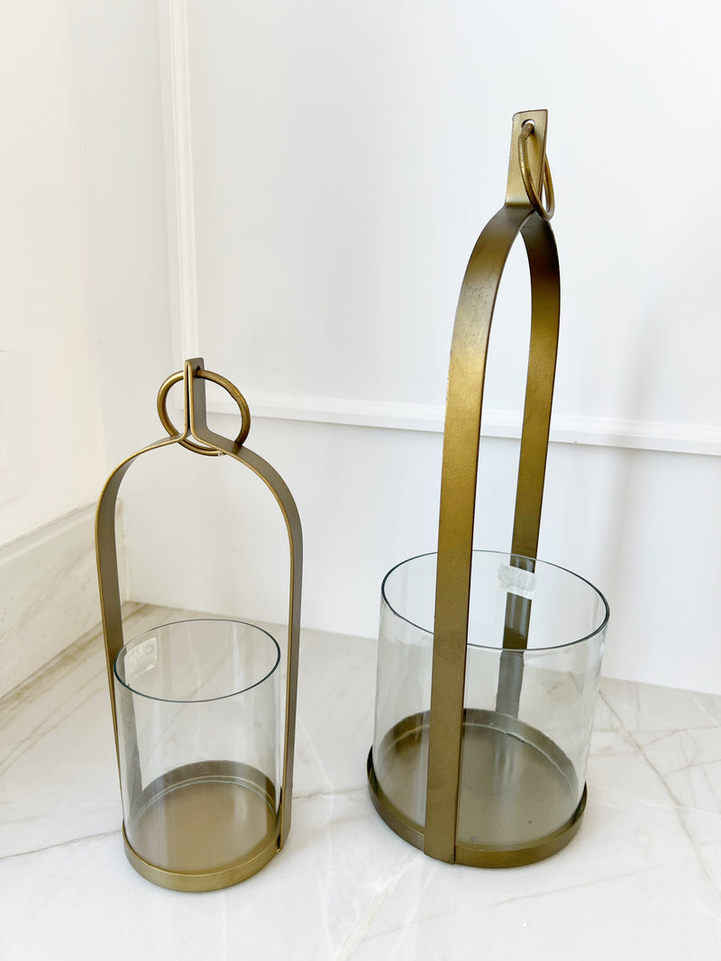 13" Brass + Glass Lantern