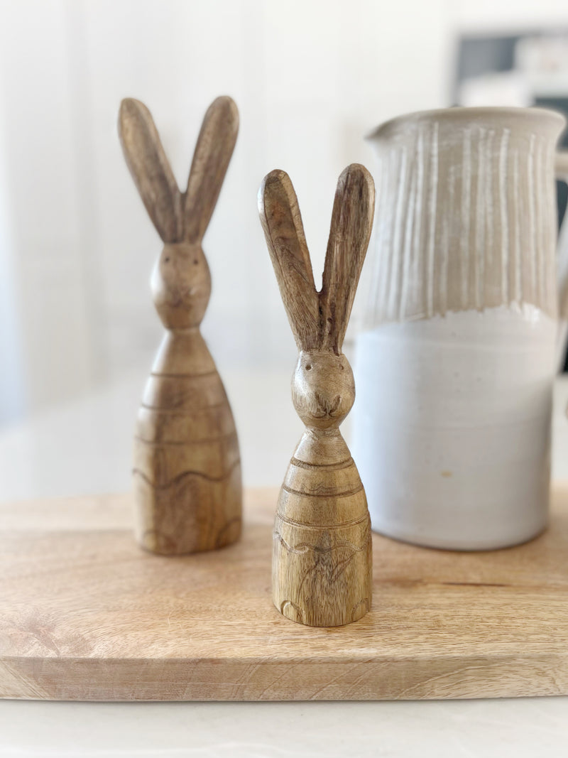 8" Hand Carved Wood Bunny