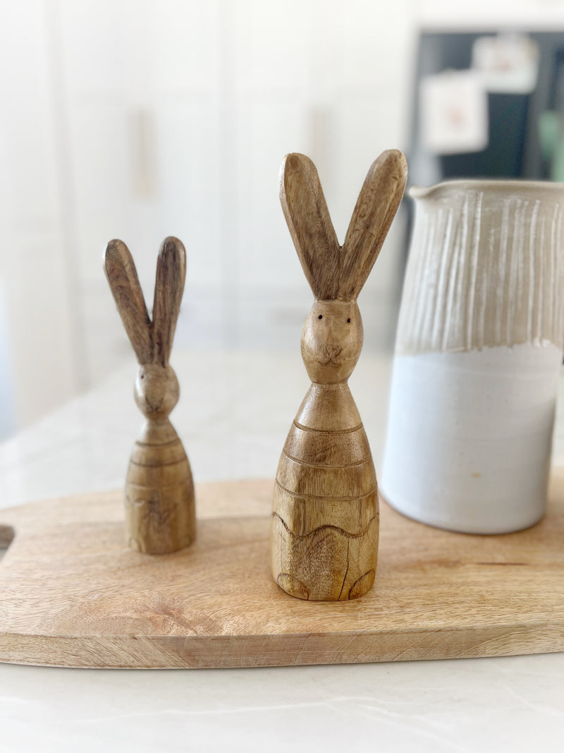 11" Hand Carved Wood Bunny