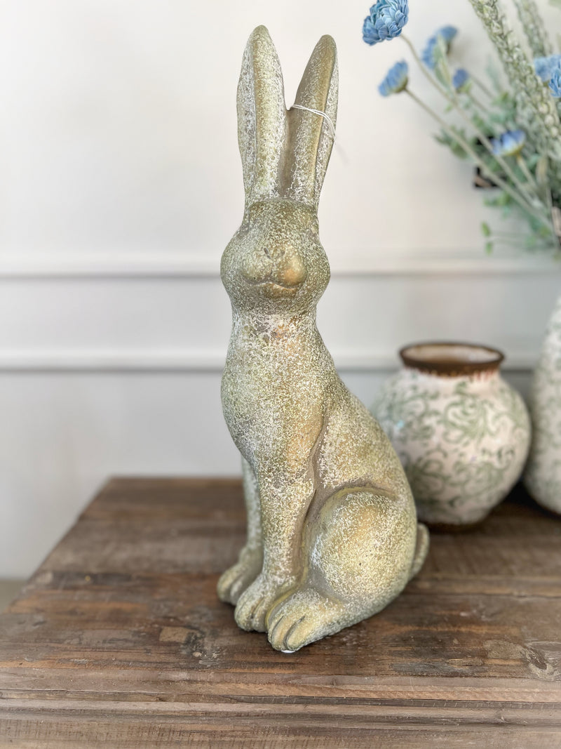 15" Weathered Cement Rabbit