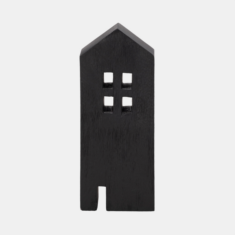 10" Wood House Decor - Black