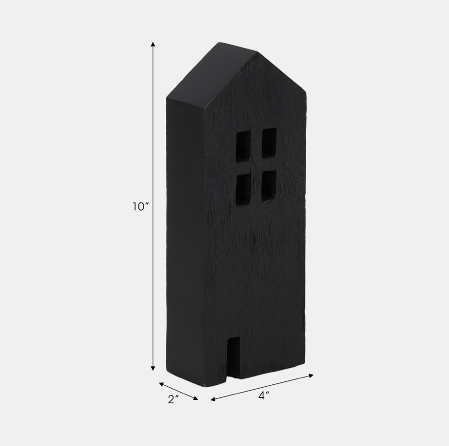 10" Wood House Decor - Black