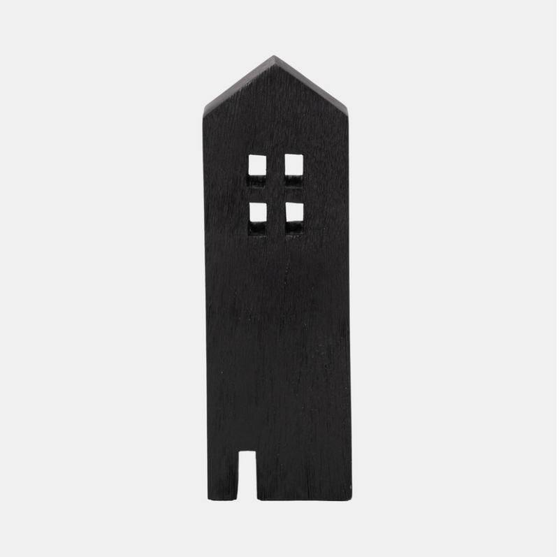 12" Wood House Decor - Black