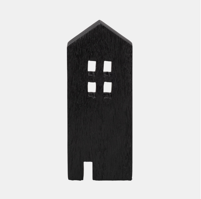 8" Wood House Decor - Black
