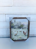 8" x 10" Chickens Playing In Pasture One Brown