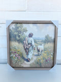 12" x 12" Jesus And His Sheep In The Flowers