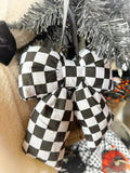 8” Black Checkered Bow