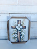 8" x 10" Flowers Behind Cross Whitewash