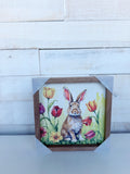8" x 8" Brown Bunny In Tulips