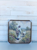 16" x 16" Jesus And His Sheep In The Flowers