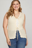 Curvy Cream Scallop Sweater Vest