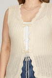Curvy Cream Scallop Sweater Vest