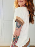Ribbed Cap Sleeve Colorblock