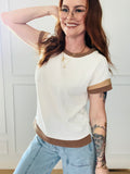 Ribbed Cap Sleeve Colorblock