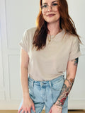 Solid Rib Detail Cap Sleeve