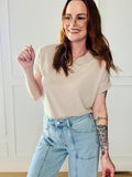 Solid Rib Detail Cap Sleeve