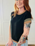 Ribbed Cap Sleeve Colorblock