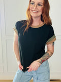Ribbed Cap Sleeve Colorblock