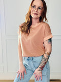 Solid Rib Detail Cap Sleeve