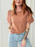 Adobe Puff Sleeve Stripe Top