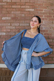 Baylee Washed Denim Ruffle Cardigan