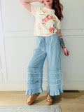 Light Denim Boho Ruffle Pant