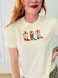 Embroidered Boots Crop Tee