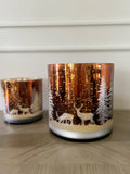 Winter Deer Scene Glass Lantern