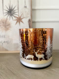 Winter Deer Scene Glass Lantern