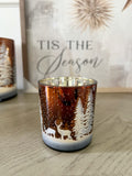 Winter Deer Scene Glass Lantern