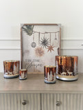 Winter Deer Scene Glass Lantern