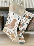 Embroidered Forest Linen Stocking