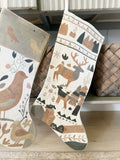 Embroidered Forest Linen Stocking