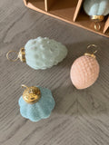 Set of (12) Flocked Glass Ornaments