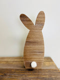 Large Wood Wash Pom Bunny