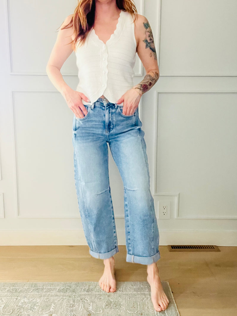 Risen High Rise Boyfriend Barrel Jean