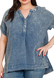 Curvy Gauze Henley