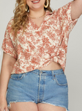 Curvy Drop Shoulder Print Top