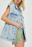 Risen Acid Wash Boyfriend Vest